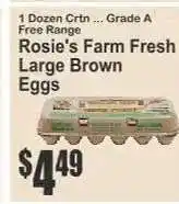 Key Food Rosie's Farm Fresh Large Brown Eggs offer