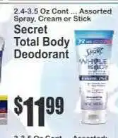 Key Food Secret Total Body Deodorant offer