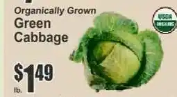 Key Food Organically Grown Green Cabbage offer