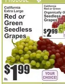 Key Food California Extra Large Red or Green Seedless Grapes offer