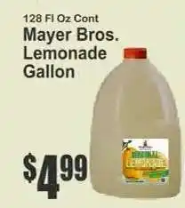 Key Food Mayer Bros. Lemonade Gallon offer