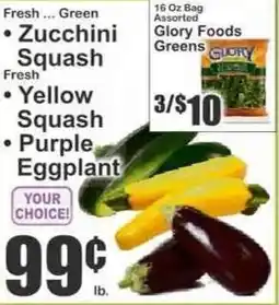 Key Food Zucchini Squash, Yellow Squash,Purple Eggplant offer