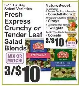 Key Food Fresh Express Crunchy or Tender Leaf Salad Blends offer