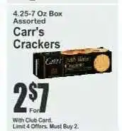 Key Food Carr's Crackers offer