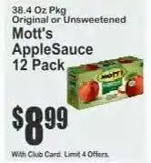 Key Food Mott's Applesauce 12-Pack offer