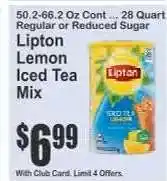 Key Food Lipton Lemon Iced Tea Mix offer