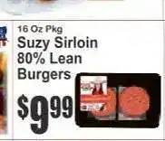 Key Food Suzy Sirloin 80% Lean Burgers offer
