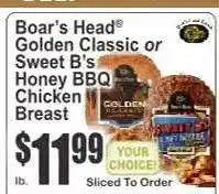 Key Food Boar's Head Golden Classic or Sweet B's Honey BBQ Chicken Breast offer
