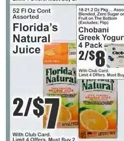 Key Food Florida's Natural Juice offer
