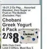 Key Food Chobani Greek Yogurt 4 Pack offer