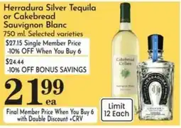 Food Pavilion Herradura Silver Tequila or Cakebread Sauvignon Blanc offer