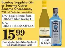 Food Pavilion Bombay Sapphire Gin or Sonoma-Cutrer Sonoma Chardonnay offer