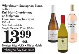 Food Pavilion Whitehaven Sauvignon Blanc, Kali Hart Chardonnay or Stolpman Love You Bunches Rosé offer