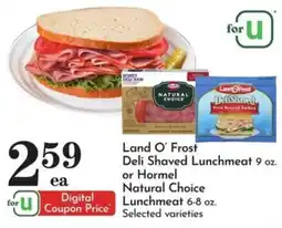 Food Pavilion Land O' Frost Deli Shaved Lunchmeat or Hormel Natural Choice Lunchmeat offer