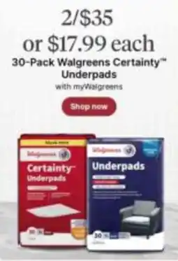 Walgreens Walgreens Certainty Underpads offer