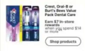 Walgreens Crest Oral-B or Burt's Bees Value Pack Dental Care offer