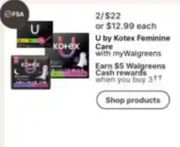Walgreens U by Kotex Feminine Care offer