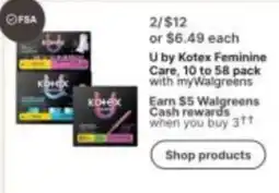 Walgreens U by Kotex Feminine Care offer