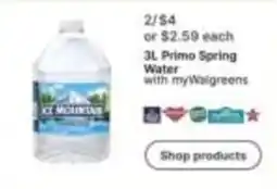 Walgreens Ice Mountain 3L Primo Spring Water offer