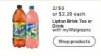 Walgreens Lipton Brisk Tea or Drink offer