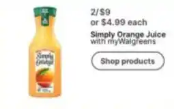 Walgreens Simply Orange Juice offer
