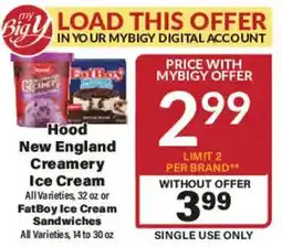 Big Y Hood New England Creamery Ice Cream offer
