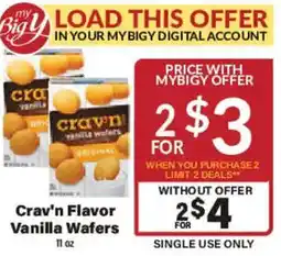 Big Y Crav'n Flavor Vanilla Wafers offer