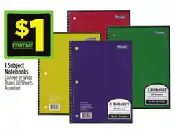 Dollar General 1 Subject Notebooks offer