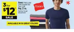 Dollar General Hanes Men's Color Crew or Pocket Tees offer