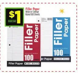 Dollar General Filler Paper offer