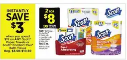 Dollar General Scott Bath Tissue Comfort PlusTM or Lavender or Paper Towels offer