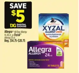 Dollar General Allegra All Day Allergy 15-30 ct. orXyzal Allergy 35 ct offer