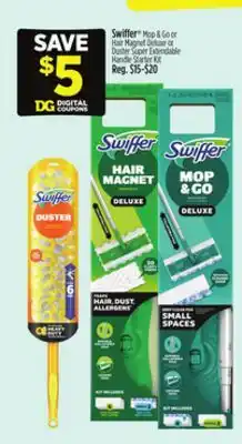 Dollar General Swiffer Mop & Go or Hair Magnet Deluxe or Duster Super Extendable Handle offer