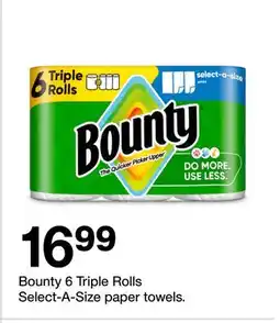 Target Bounty 6 Triple Rolls Select-A-Size paper towels offer