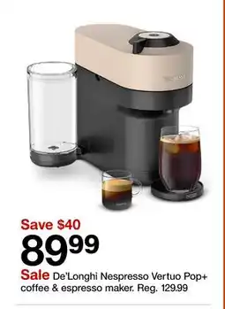 Target De'Longhi Nespresso Vertuo Pop+ coffee & espresso maker offer