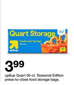 Target up&up Quart 50-ct. Seasonal Edition press-to-close food storage bags offer