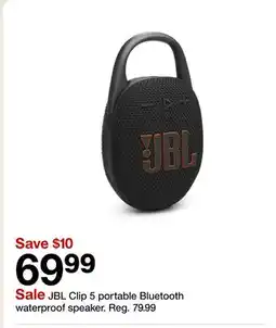 Target JBL Clip 5 portable Bluetooth waterproof speaker offer