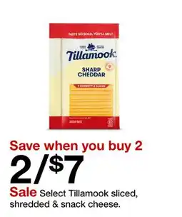 Target Select Tillamook sliced, shredded & snack cheese offer