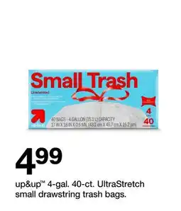 Target up&up 4-gal. 40-ct. UltraStretch small drawstring trash bags offer