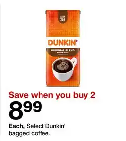 Target Select Dunkin' bagged coffee offer