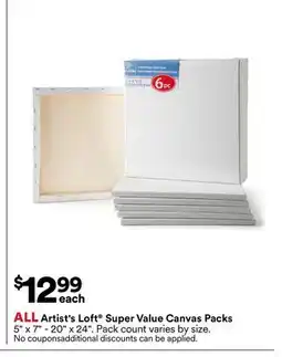 Michaels ALL Artist's Loft Super Value Canvas Packs offer