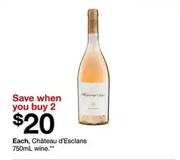 Target Château d'Esclans 750mL wine offer