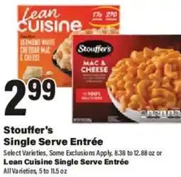 Big Y Stouffer's Single Serve Entrée offer