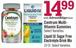 Price Chopper Centrum Multi-Vitamin Gummies, Liquid LV. Sugar Free Electrolyte Drink Mix offer