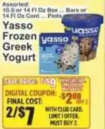 Key Food Yasso Frozen Greek Yogurt offer