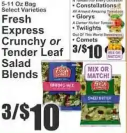 Key Food Fresh Express Crunchy or Tender Leaf Salad Blends offer