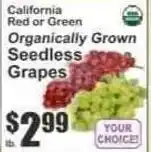 Key Food Organically Grown Seedless Grapes offer