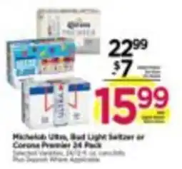 Tops Michelob Ultra, Bud Light Seltzer or Corona Premier 24 Pack offer