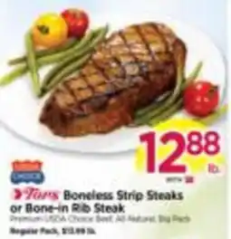 Tops Trader Joe's Boneless Strip Steaks or Bone-in Rib Steak offer