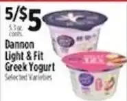 Pioneer Supermarkets Dannon Light & Fit Greek Yogurt offer